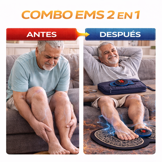 Combo 2 en 1 Masajeador EMS para Pies + Mini Electroestimulador